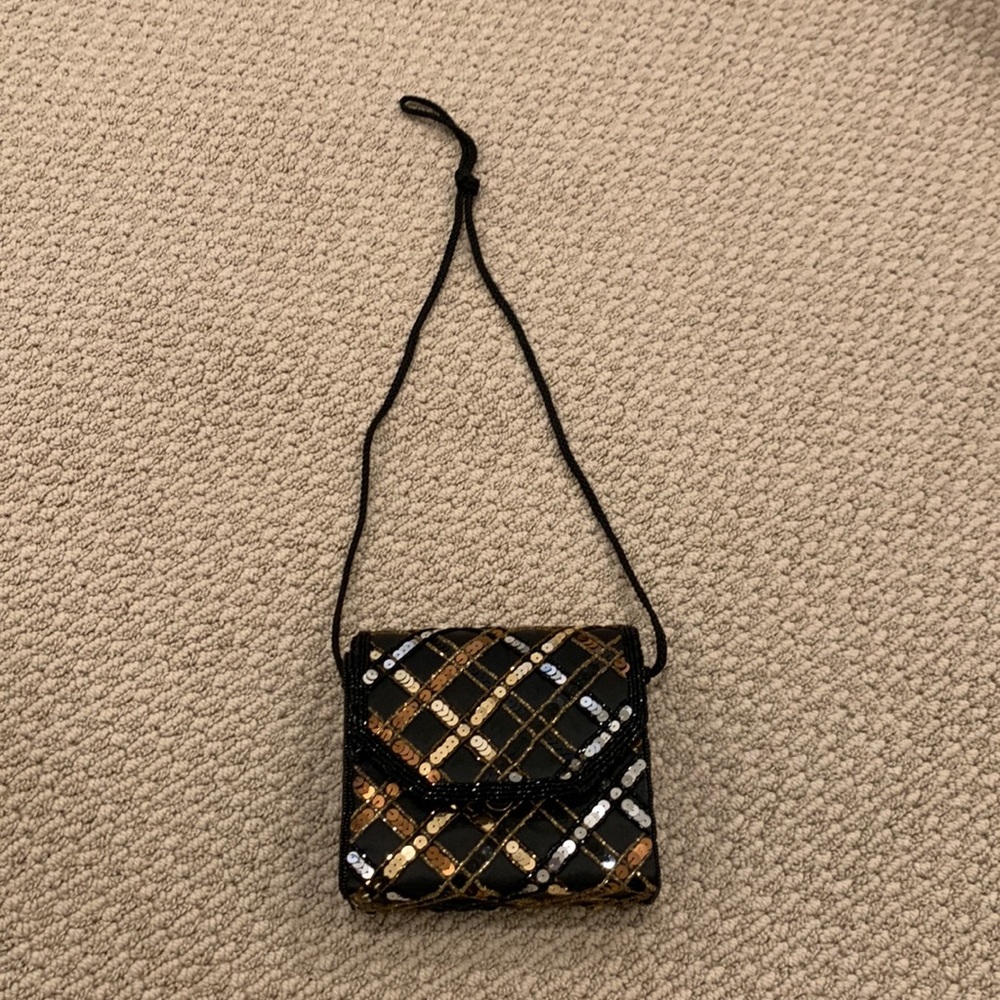 Bronze gold silver beaded and sequin bag